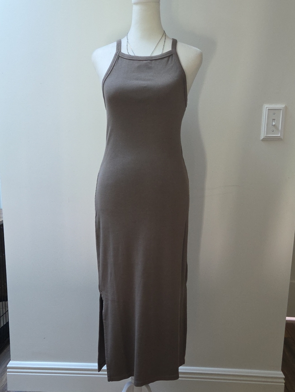 Old Navy Taupe Halter-Style Maxi Dress
